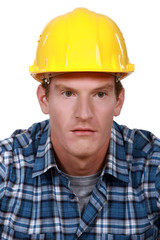 Confused looking builder