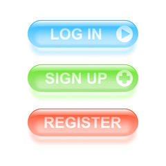 Glassy register buttons. Vector illustration