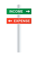Income and expense signpost. Vector illustration