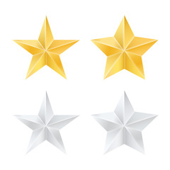 Set of golden and silver stars. Vector illustration
