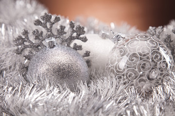 Christmas background with baubles 