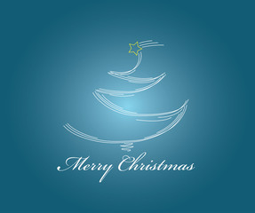 Shining christmas tree with lines and greeting