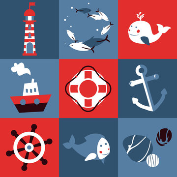 Vector set with nautical design elements
