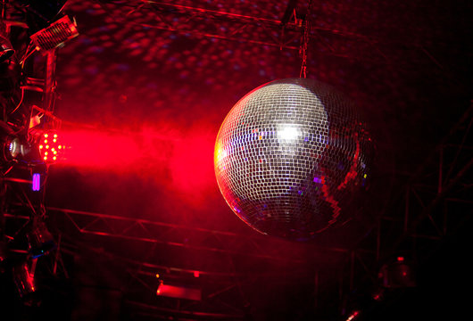 Mirror ball in a nightclub