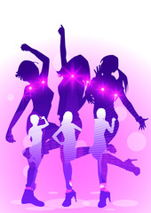 girls dancing in discolight