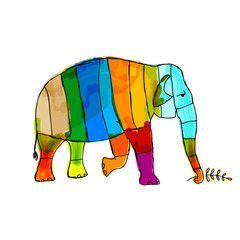 Fototapeta premium Funny striped elephant for your design