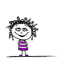 Funny girl sketch for your design