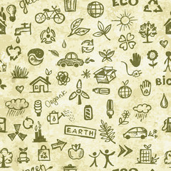 Ecology concept. Seamless pattern on grunge paper