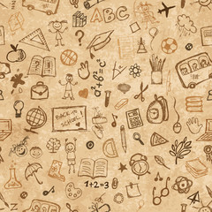 School hand drawn pattern on grunge paper for your design