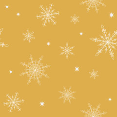 Snowflakes on golden background, Vector