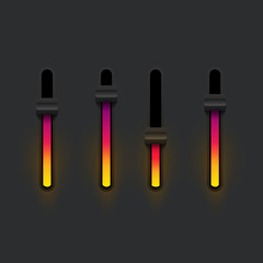 User interface sliders ON and OFF