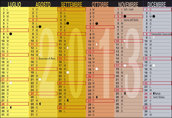 cal 2013 A3,colonne separabili,giorni festivi,lunario