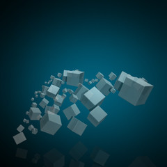 3D Glass Cube isolated on blue Background