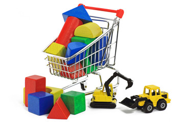 spielsteine in einkaufswagen