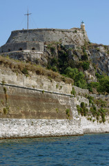 Skała i stara twierdza wenecka na wyspie Korfu
