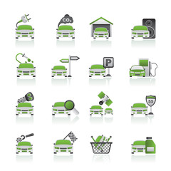 Car and road services icons - vector icon set