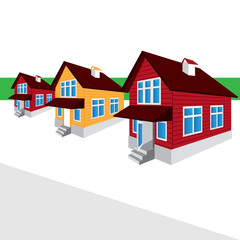 vector house, the street, the cottage