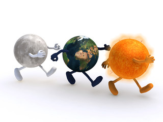 Fototapeta premium the moon, the world and the sun running