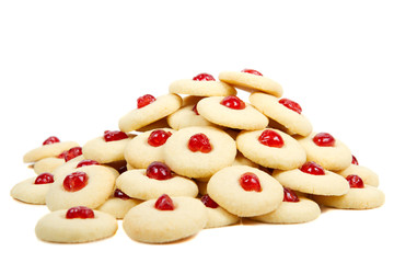 Pile of cookies with cherries