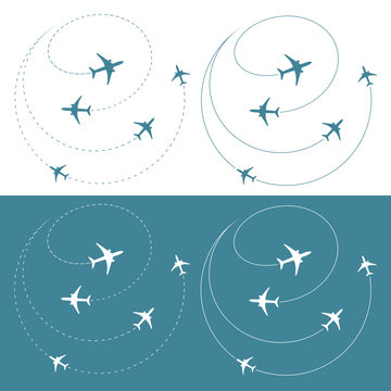 Airplane traffic around the world - vector illustration