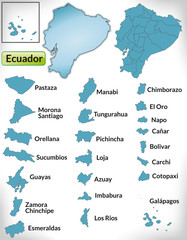 Übersichtskarte von Ecuador mit Grenzen