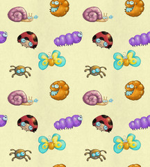 Cartoon bugs seamless background