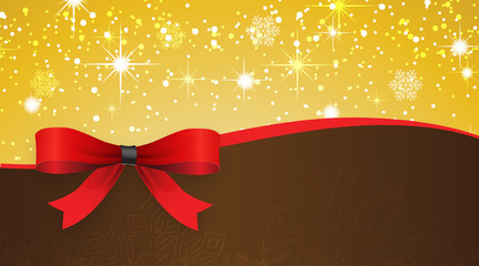 Holiday banner with red ribbons. Vector background.