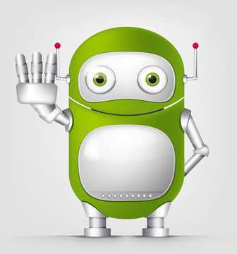 green robot waving hello clip art preview