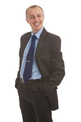 portrait of a caucasian blond business man smiling