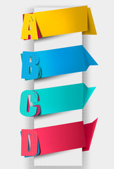 Colorful tags with letters. Vector illustration.