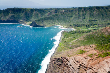Landforms of Molokai island coast.