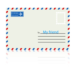White  envelope with stamp.