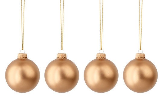 Gold Christmas Balls Isolated On White