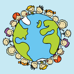 Kids around the world together save the planet earth - 46330844