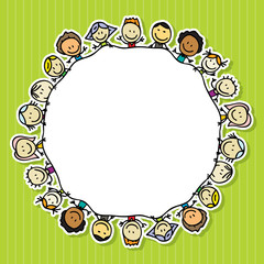 Frame of happy kids