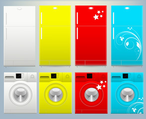 Refrigerator and Washing Machine Vector Illustartion