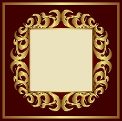 Red gold-framed label. Vector