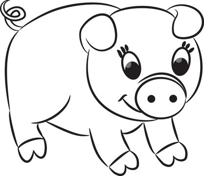 Cartoon pig. Vector illustration.