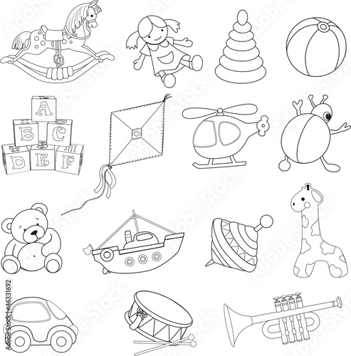 "Baby's toys .Coloring book. Vector illustration" Stock image and