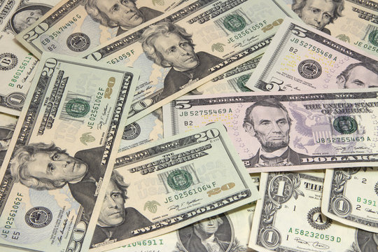 Background of twenty and five U.S. dollar