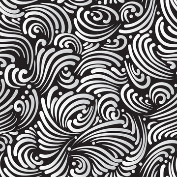 Abstract black and white background, seamless pattern