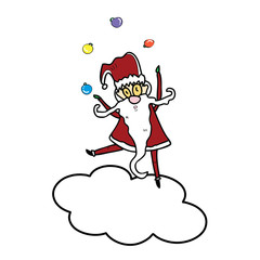 funny santa claus cartoon hand drawn