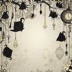 Abstract vintage background with tea party theme