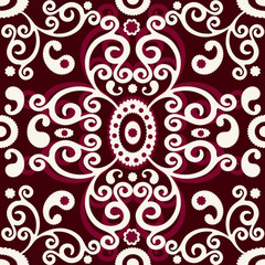 Fototapeta premium Brown-white vintage seamless pattern