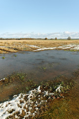 Puddle on the field.