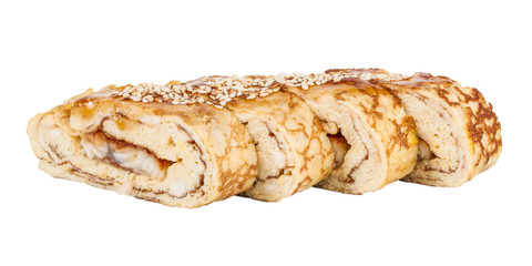 Omelet Maki Sushi - Roll made of Smoked Eel inside. Topped with