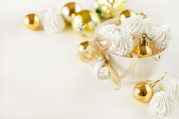 meringue cookies on Christmas table