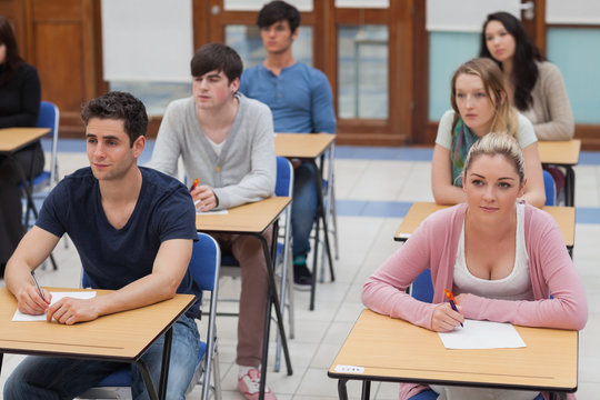 Students sitting in the exam room