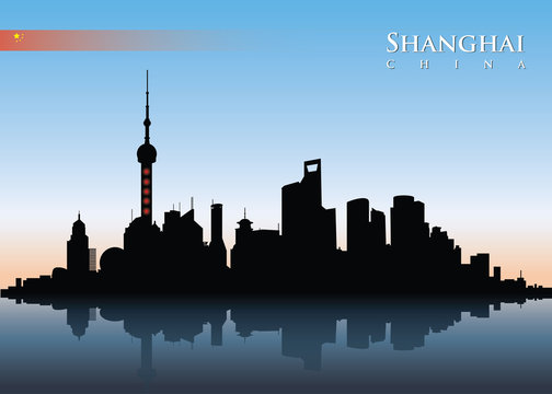 Shanghai skyline - vector illustration
