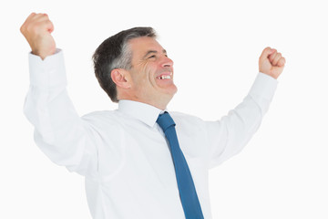 Cheering businessman